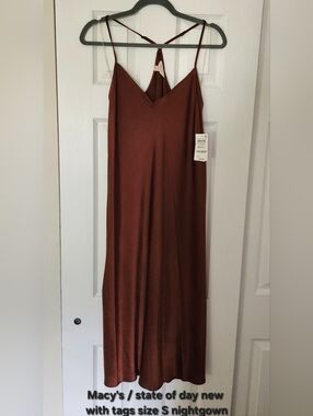 Macy's Brown Satin Slip Nightgown